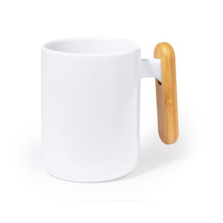 Tasse en Céramique Éco-responsable avec Poignée en Bambou Personnalisée Mystral Matières : bambou Couleurs : blanc