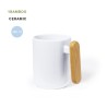 Tasse en Céramique Éco-responsable avec Poignée en Bambou Personnalisée Mystral Matières : bambou Couleurs : blanc personnalisab
