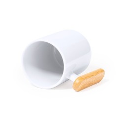 Tasse en Céramique Éco-responsable avec Poignée en Bambou Personnalisée Mystral Matières : bambou Couleurs : blanc goodies publi