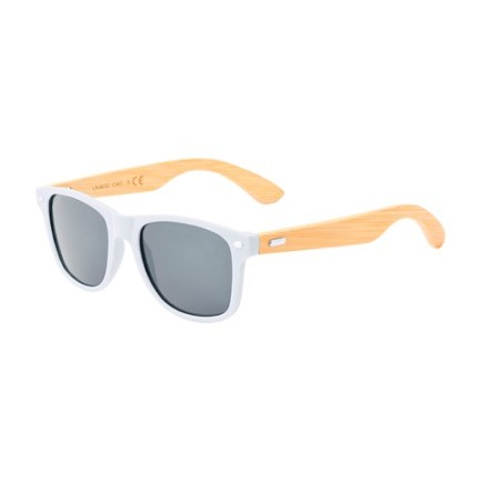 Lunettes de Soleil Personnalisées UV400 - Ferguson Pas Cher Matières : bambou Couleurs : blanc personnalisable avec votre logo