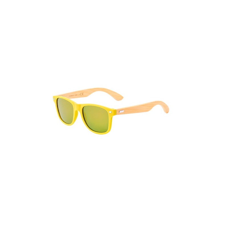 Lunettes de Soleil Personnalisées UV400 - Ferguson Pas Cher Matières : bambou Couleurs : blanc marquage couleur éclatante