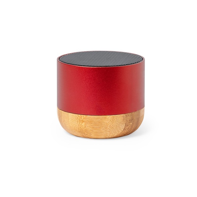 Haut-Parleur Bluetooth Personnalisé Éco-responsable pas cher - Lops Matières : bambou Couleurs : rouge personnalisable avec votr