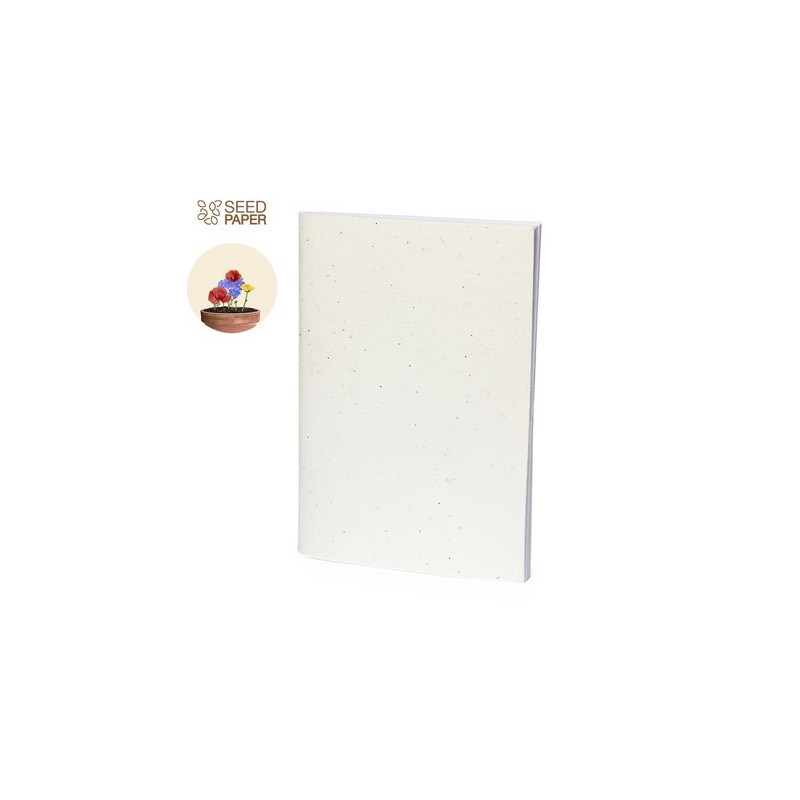 Cahier Éco-responsable Ensemencé Personnalisé Derna Couleurs : blanc personnalisable avec votre logo