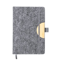 Bloc Notes Éco-responsable Personnalisé avec Support Smartphone - Kobain Matières : bambou Couleurs : gris