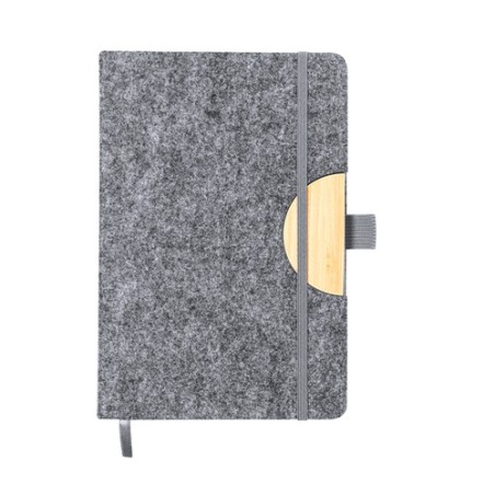 Bloc Notes Éco-responsable Personnalisé avec Support Smartphone - Kobain Matières : bambou Couleurs : gris
