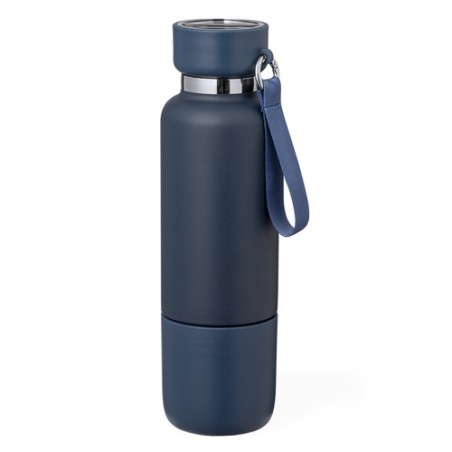Bouteille Isotherme Éco-responsable Personnalisée 550ml - Flautrok Matières : acier inoxydable Couleurs : bleu marine