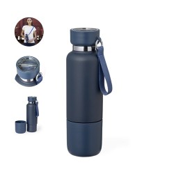 Bouteille Isotherme Éco-responsable Personnalisée 550ml - Flautrok Matières : acier inoxydable Couleurs : bleu marine 2