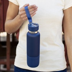 Bouteille Isotherme Éco-responsable Personnalisée 550ml - Flautrok Matières : acier inoxydable Couleurs : bleu marine livraison 