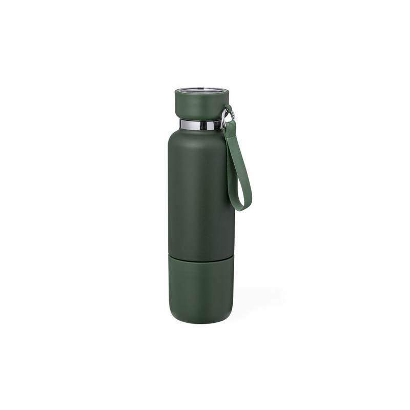 Bouteille Isotherme Éco-responsable Personnalisée 550ml - Flautrok Matières : acier inoxydable Couleurs : noir personnalisation 