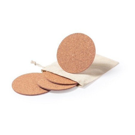 Sous-Verres Éco-responsables Personnalisés - Set Yagger Matières : liège personnalisable avec votre logo