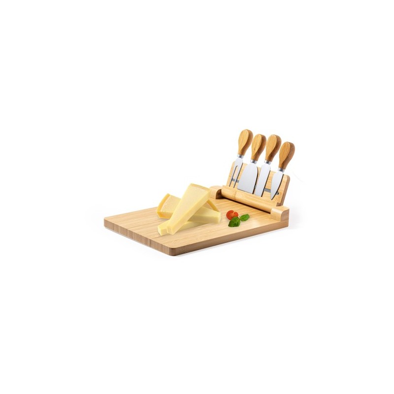 Plateau à Fromage Unique Personnalisé Économique - Set Fromages Mildred Matières : bambou personnalisable avec votre logo
