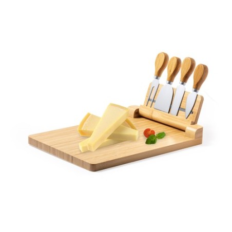 Plateau à Fromage Unique Personnalisé Économique - Set Fromages Mildred Matières : bambou personnalisable avec votre logo