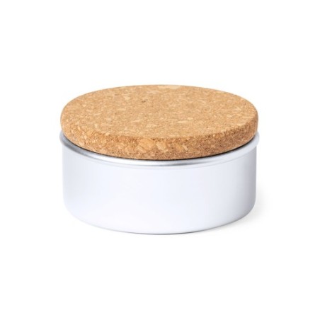 Bougie Aromatique Personnalisée en Cire Végétale & Vanille pas cher Suyen Matières : liège Couleurs : argenté