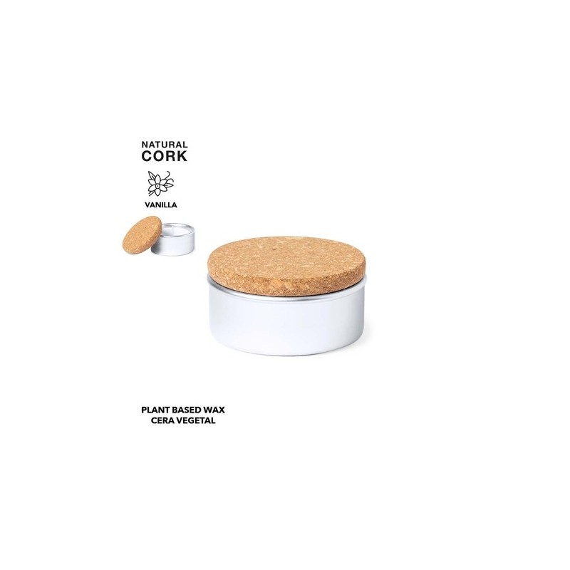 Bougie Aromatique Personnalisée en Cire Végétale & Vanille pas cher Suyen Matières : liège Couleurs : argenté personnalisable av