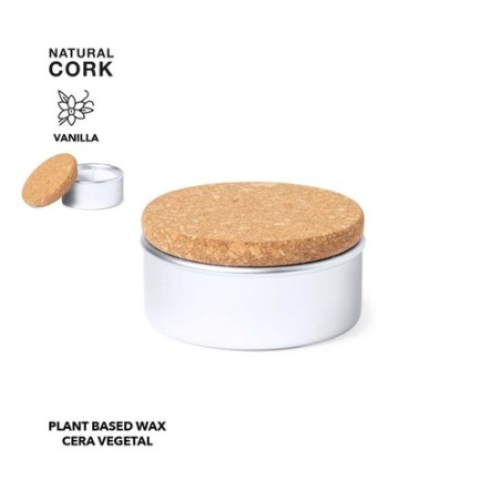 Bougie Aromatique Personnalisée en Cire Végétale & Vanille pas cher Suyen Matières : liège Couleurs : argenté personnalisable av