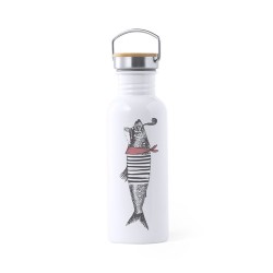 Gourde Sportive Personnalisée Sublimation Preuk Matières : bambou Couleurs : blanc cadeau entreprise pas cher