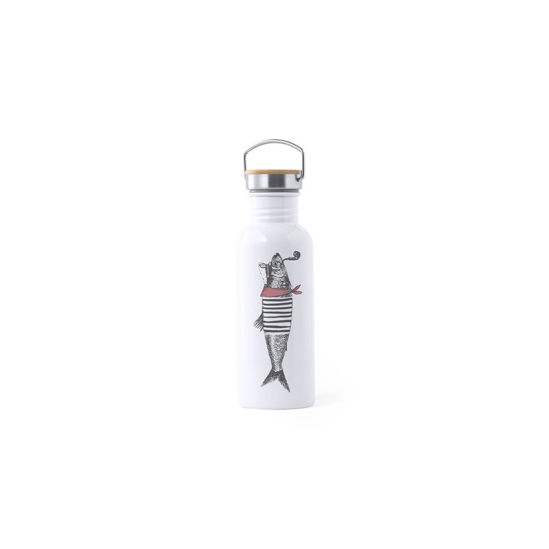 Gourde Sportive Personnalisée Sublimation Preuk Matières : bambou Couleurs : blanc cadeau entreprise pas cher