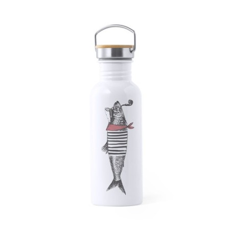 Gourde Sportive Personnalisée Sublimation Preuk Matières : bambou Couleurs : blanc cadeau entreprise pas cher