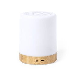 Haut-Parleur Personnalisé avec Ambiance Lumineuse Économique - Nalow Matières : bambou Couleurs : blanc