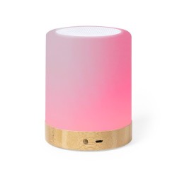 Haut-Parleur Personnalisé avec Ambiance Lumineuse Économique - Nalow Matières : bambou Couleurs : blanc goodies publicitaire évé