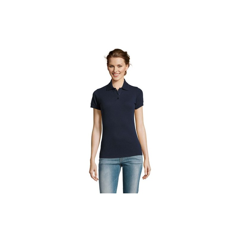 Polo polycoton personnalisé pour femme - PRIME Matières : PET Taille textile : S Couleurs : french navy impression haute définit