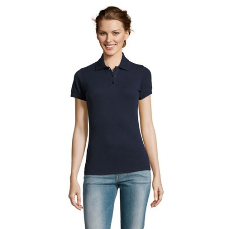 Polo polycoton personnalisé pour femme - PRIME Matières : PET Taille textile : S Couleurs : french navy impression haute définit