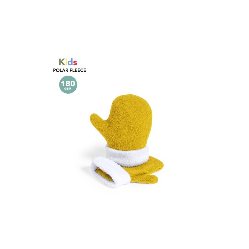 Moufles personnalisées pour enfant Gant Siku Matières : polaire Couleurs : jaune marquage laser ultra précis