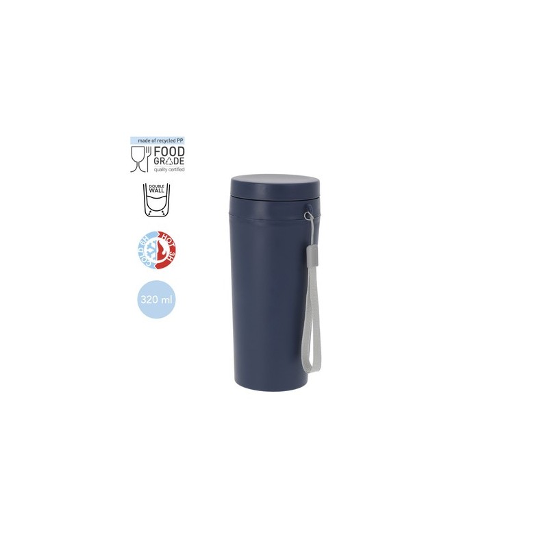Bidon thermique personnalisé pas cher Redar Couleurs : bleu marine Matières : polypropylène (PP) recyclé marquage laser ultra pr