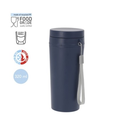 Bidon thermique personnalisé pas cher Redar Couleurs : bleu marine Matières : polypropylène (PP) recyclé marquage laser ultra pr