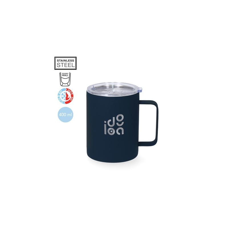 Tasse thermique personnalisée pas cher - Adelax Matières : caoutchouc Couleurs : blanc marquage laser ultra précis