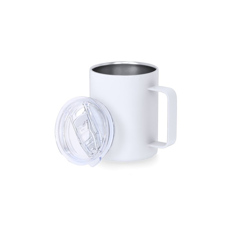 Tasse thermique personnalisée pas cher - Adelax Matières : caoutchouc Couleurs : blanc cadeau collaborateur premium