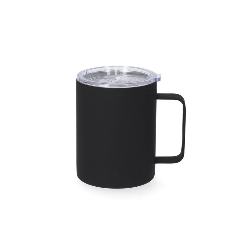 Tasse thermique personnalisée pas cher - Adelax Matières : caoutchouc Couleurs : noir goodies publicitaire événementiel