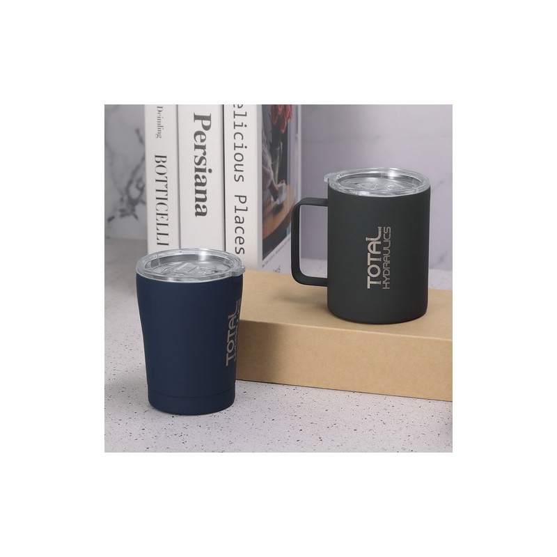 Tasse thermique personnalisée pas cher - Adelax Matières : caoutchouc Couleurs : bleu marine cadeau affaires élégant