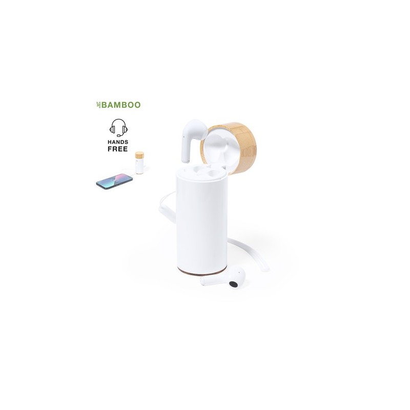 Écouteurs Bluetooth Power Bank en Bambou