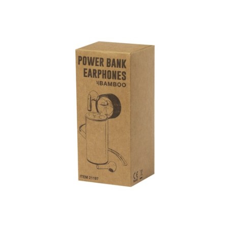Écouteurs Bluetooth Power Bank en Bambou