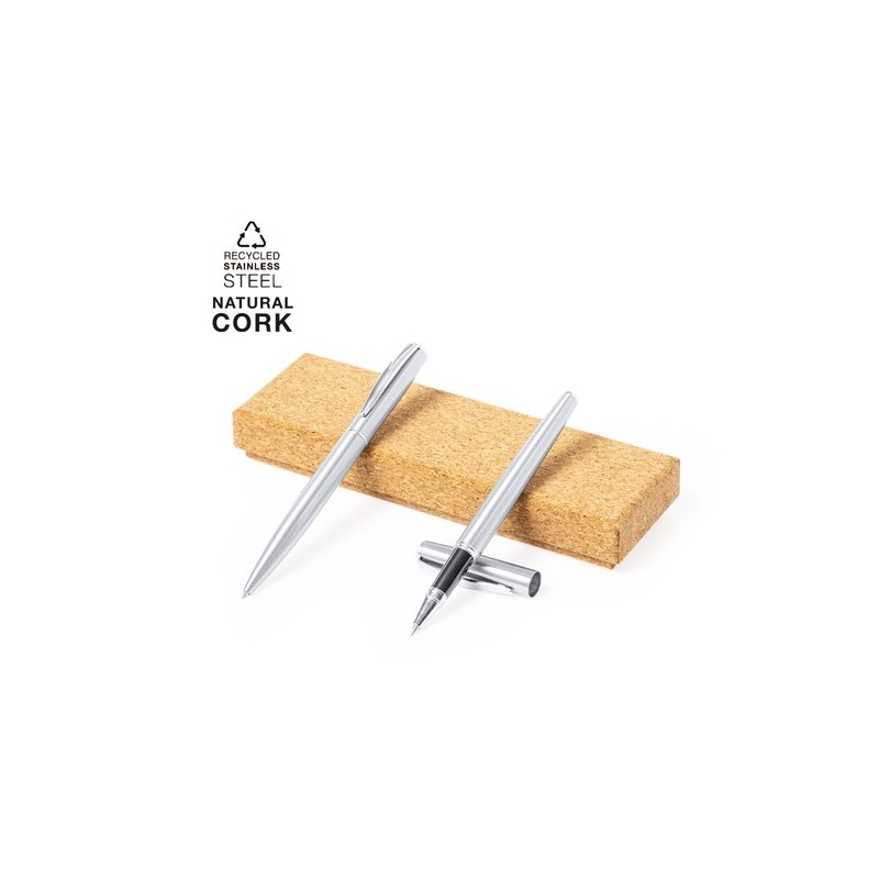 Set Personnalisé de Stylos et Rollers Éco-responsables Rodrix à Prix Abordable Matières : acier inoxydable recyclé