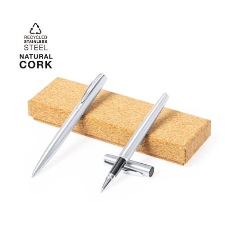 Set Personnalisé de Stylos et Rollers Éco-responsables Rodrix à Prix Abordable Matières : acier inoxydable recyclé