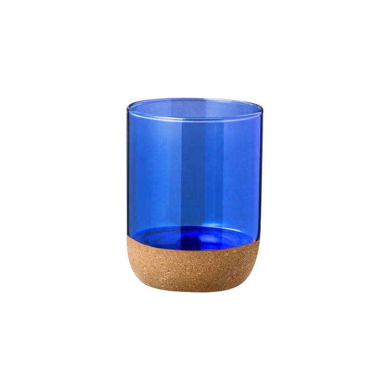 Verre Éco-Responsable Personnalisé en Borosilicate Bixlo Matières : liège Couleurs : bleu