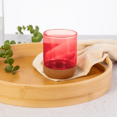 Verre Éco-Responsable Personnalisé en Borosilicate Bixlo Matières : liège Couleurs : bleu cadeau entreprise pas cher