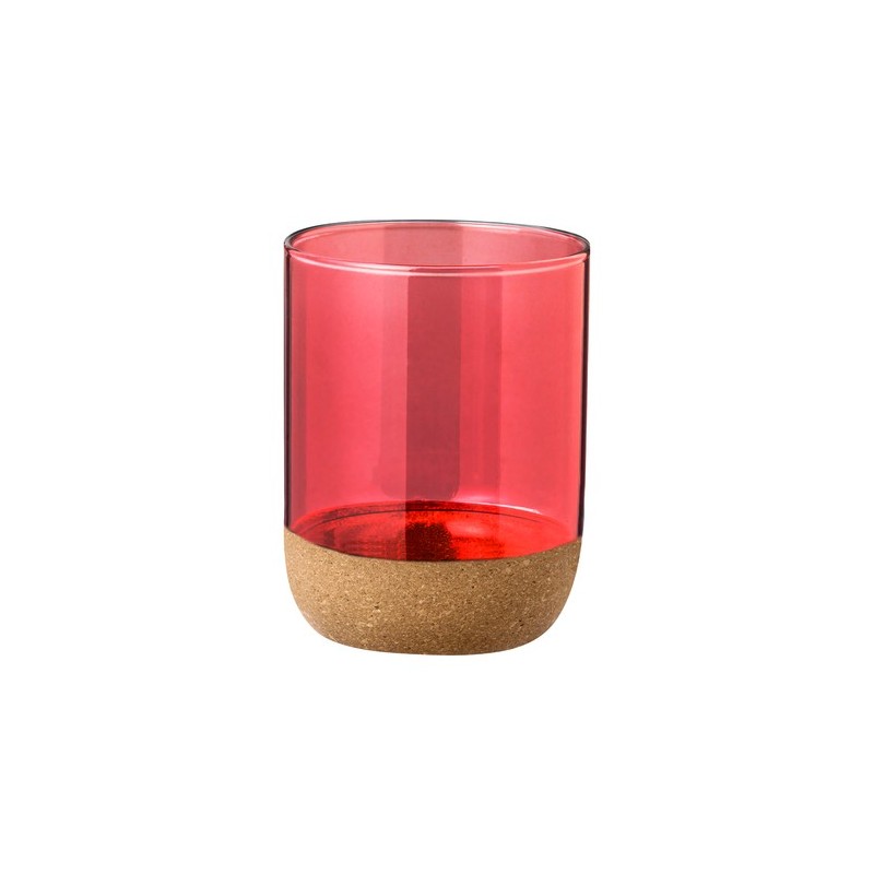 Verre Éco-Responsable Personnalisé en Borosilicate Bixlo Matières : liège Couleurs : rouge cadeau entreprise pas cher