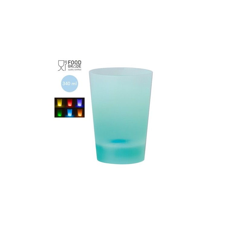 Verre Lumineux Personnalisable 340ml Armos Matières : polystyrène (PS) Couleurs : blanc personnalisable avec votre logo