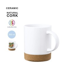 Tasse Éco-responsable Personnalisable Sublimation - Nala Matières : liège Couleurs : blanc 2