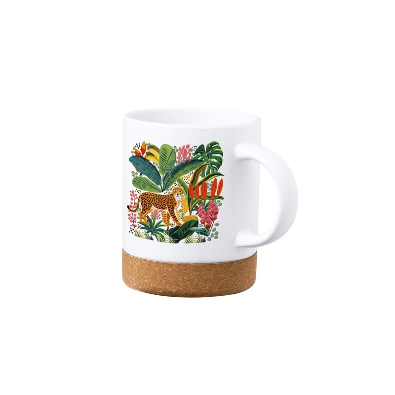 Tasse Éco-responsable Personnalisable Sublimation - Nala Matières : liège Couleurs : blanc cadeau entreprise pas cher