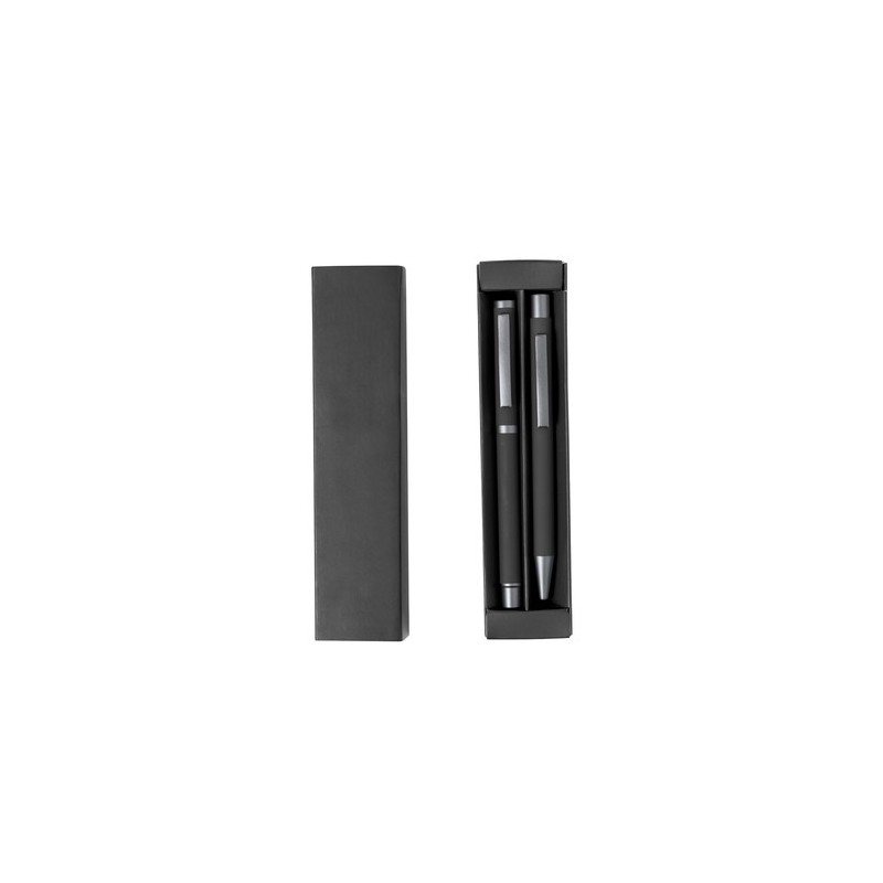 Set Stylos Publicitaires Personnalisés Bostit Matières : aluminium Couleurs : noir