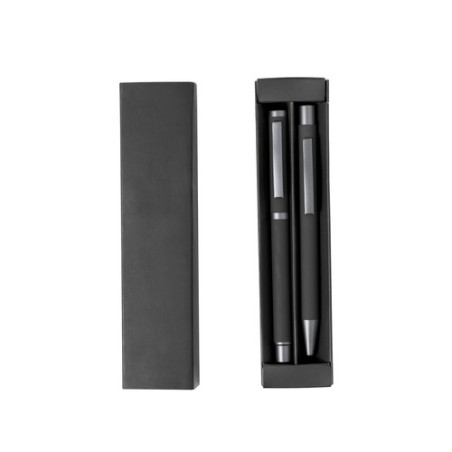 Set Stylos Publicitaires Personnalisés Bostit Matières : aluminium Couleurs : noir