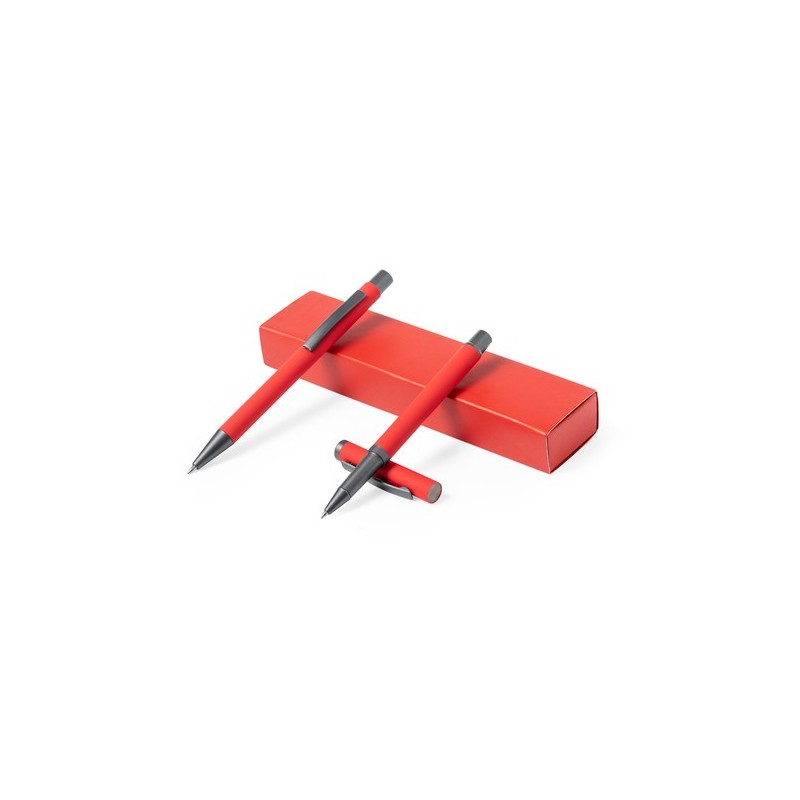 Set Stylos Publicitaires Personnalisés Bostit Matières : aluminium Couleurs : rouge goodies entreprise design