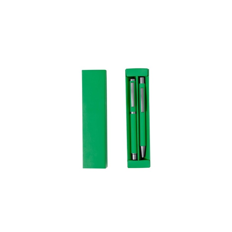 Set Stylos Publicitaires Personnalisés Bostit Matières : aluminium Couleurs : vert impression haute définition