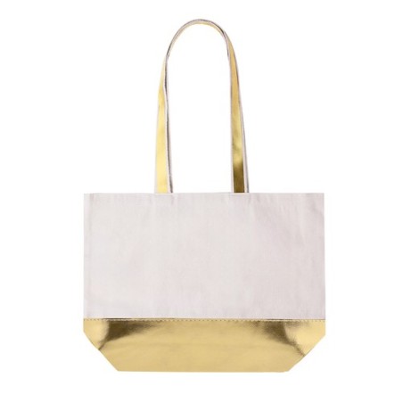 Sac de Shopping Éco-responsable Personnalisé en Coton Recyclé Hitalax Matières : coton Couleurs : doré personnalisable avec votr