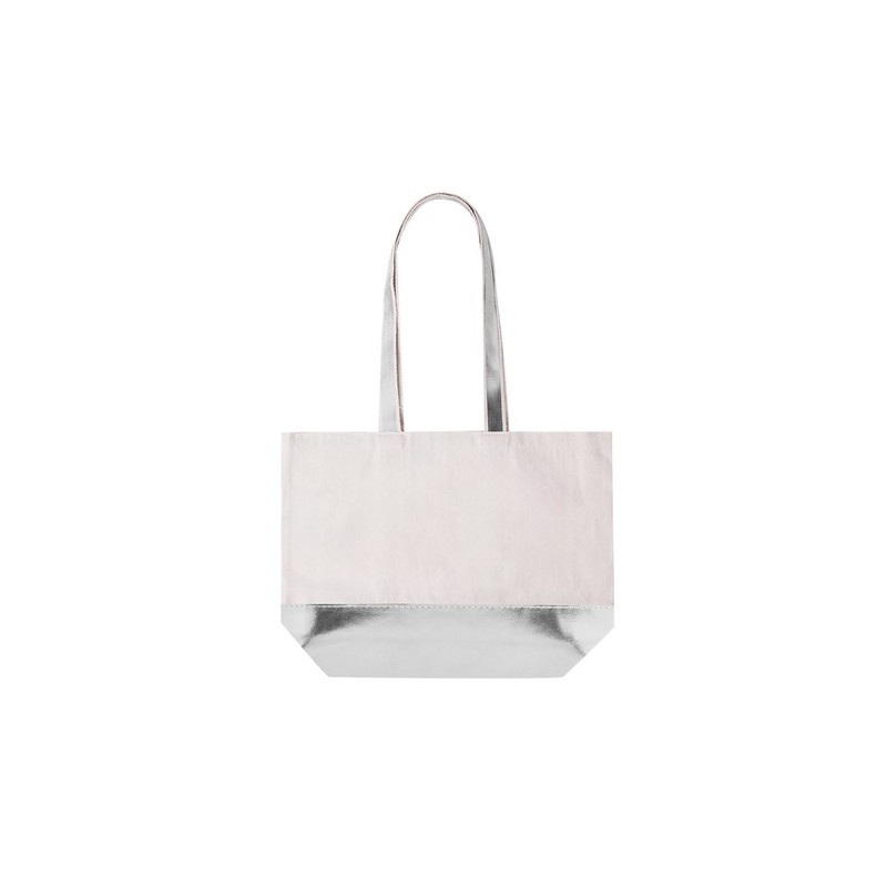 Sac de Shopping Éco-responsable Personnalisé en Coton Recyclé Hitalax Matières : coton Couleurs : argenté cadeau entreprise pas 