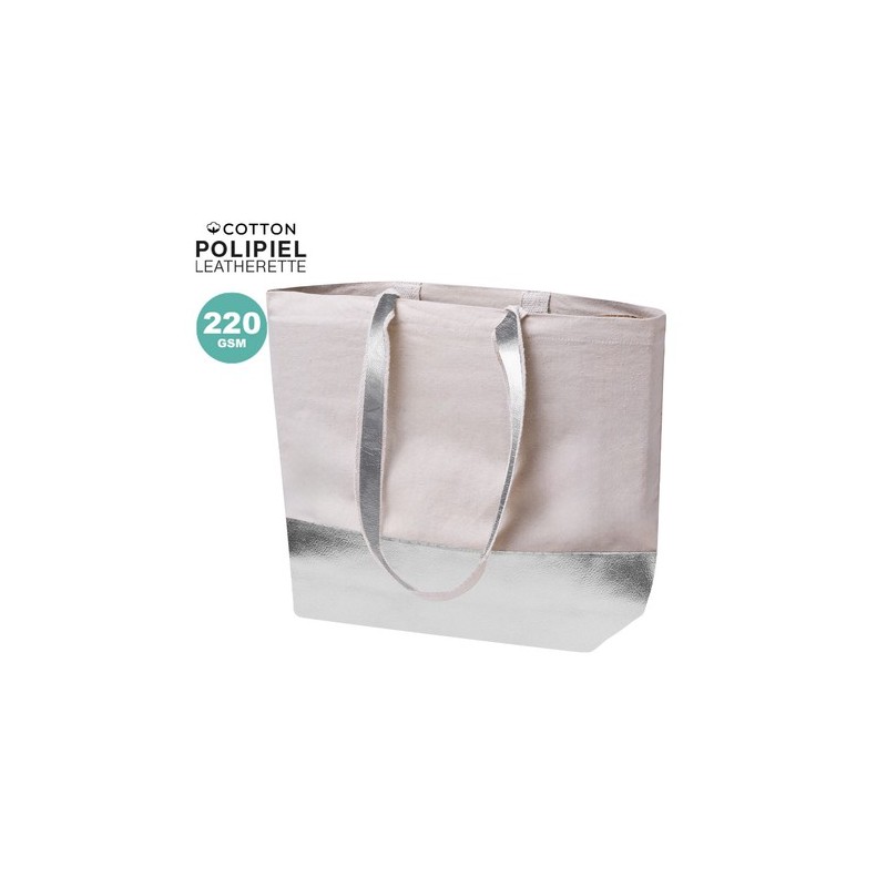 Sac de Shopping Éco-responsable Personnalisé en Coton Recyclé Hitalax Matières : coton Couleurs : argenté goodies publicitaire é